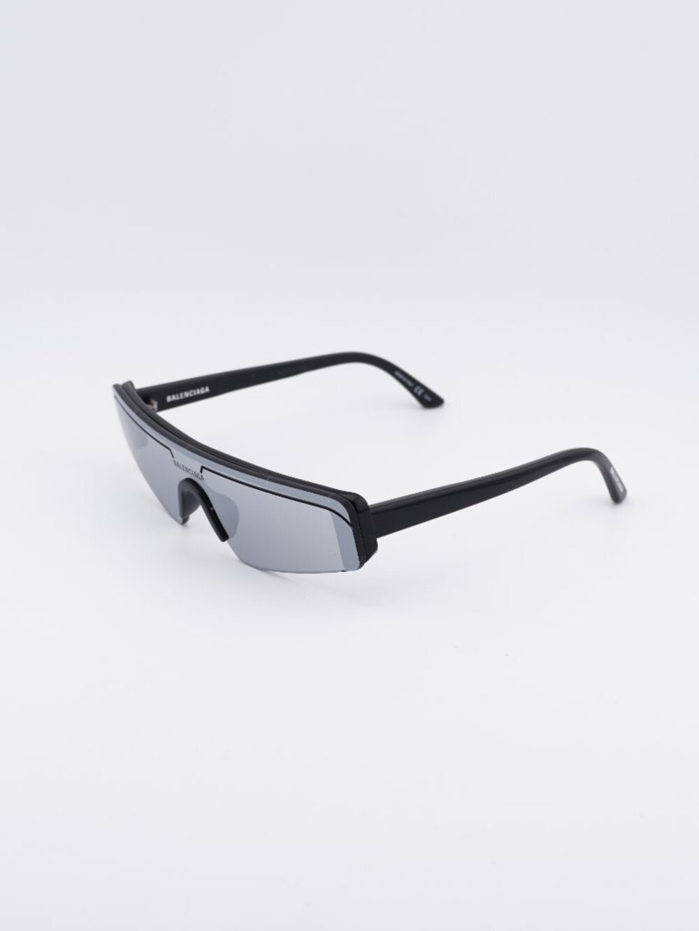 Balenciaga BB0003S 005 Sunglasses Black Shield Frame, Mirror Lenses